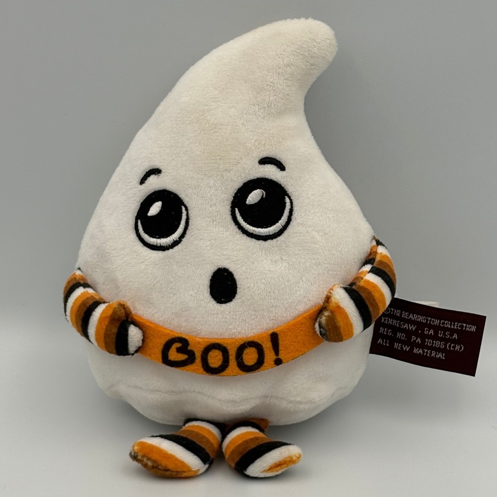Bearington Collection Ghost Plush Halloween Stuffed Animal Boo Banner White 6"